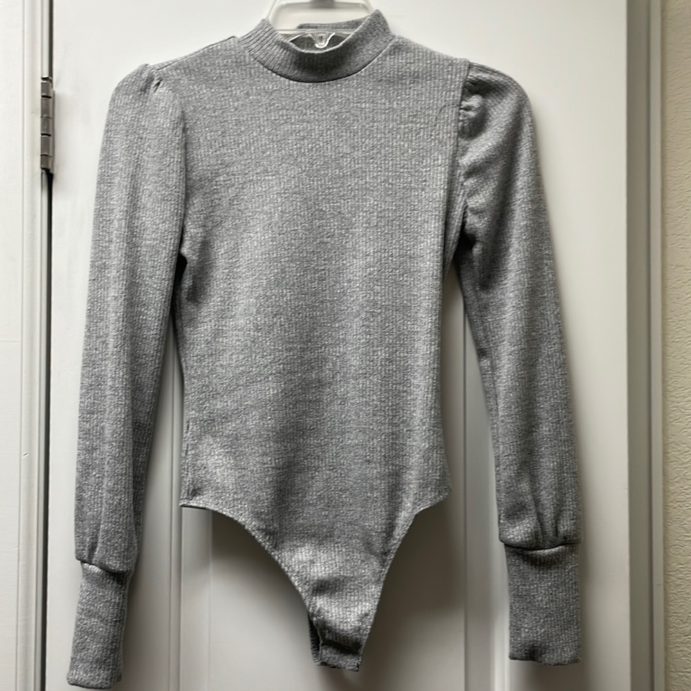 Grey long sleeve bodysuit